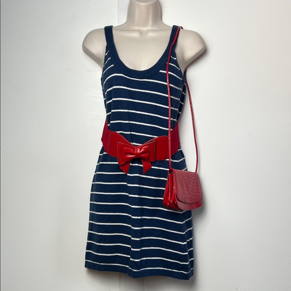 Vintage BB Dakota Nautical vibes striped navy and white knit cabincore dress